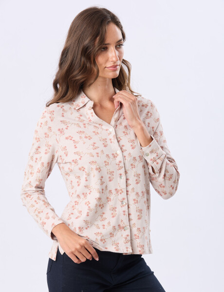 CAMISA ESTAMPADA DE ALGODÓN Beige