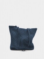 Bolso Shopper De Piel Trenzada azul-marino