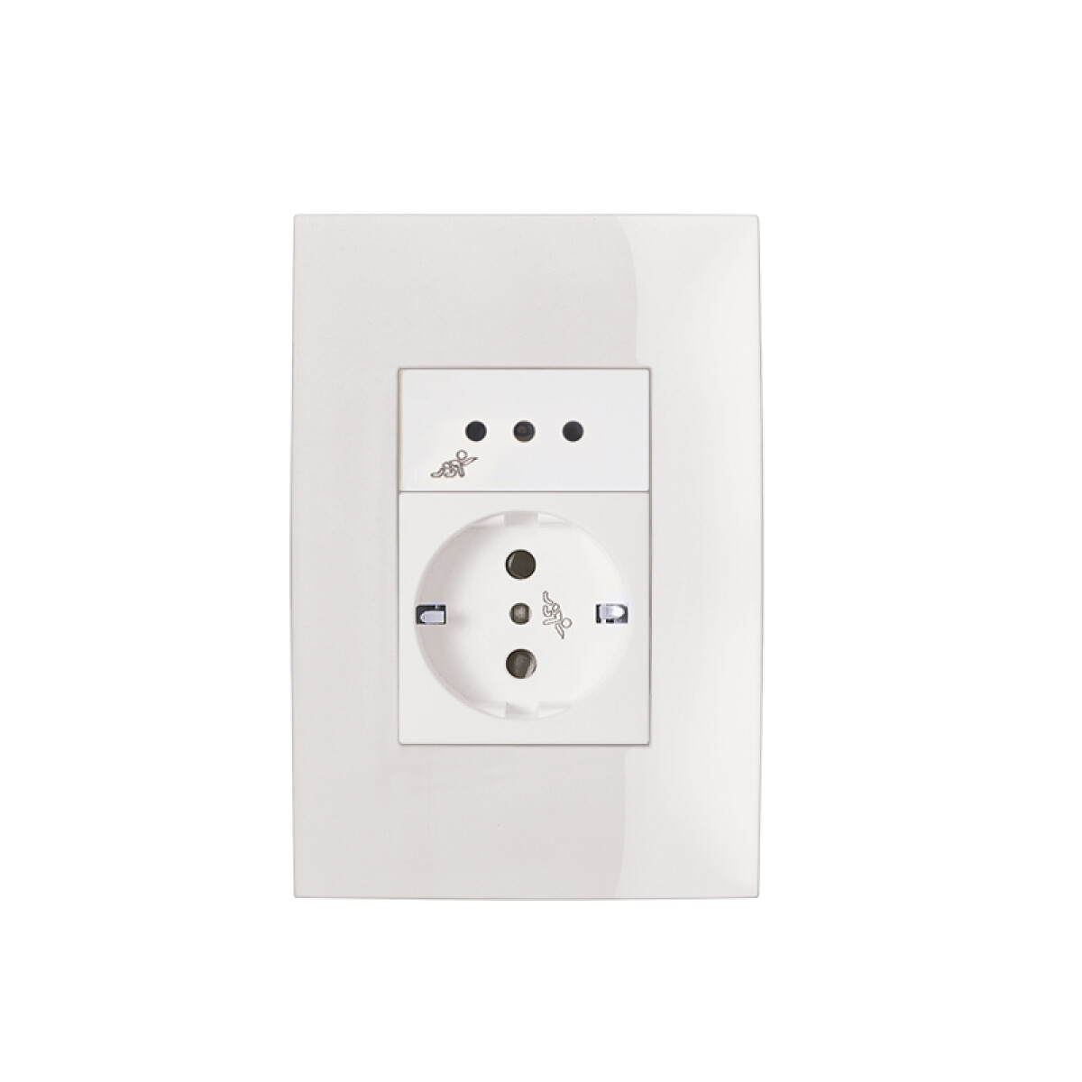 Conj. plaq. c/schuko + 3 en línea - Presta blanco - C51014 