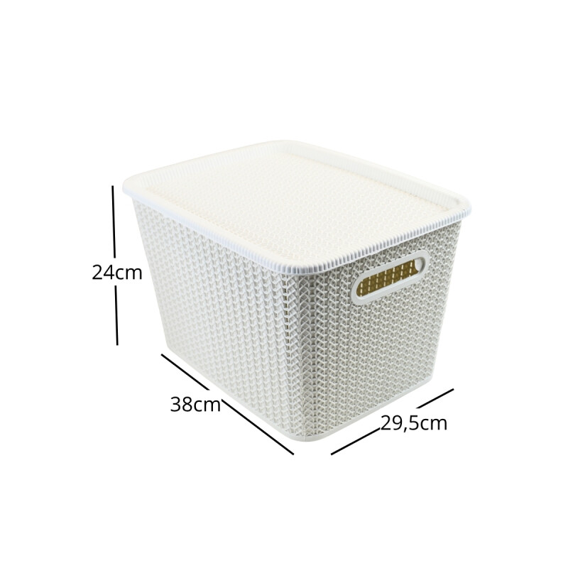 Caja organizadora símil ratán 20lt BLANCO