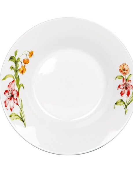 PLATO HONDO PORCELANA 20CM FLORES NARANJA PLATO HONDO PORCELANA 20CM FLORES NARANJA