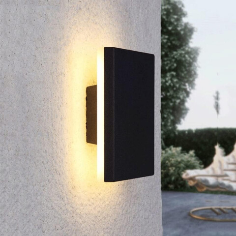 Lámpara pared LED cuadrado negro IP65 12W cálida IX4564