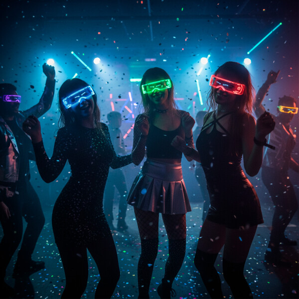 Gafas Lentes LED RGB Luces Colores Fiestas Cotillon Eventos Variante Transparente