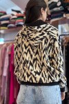 Campera capucha rayón Blanca y negra
