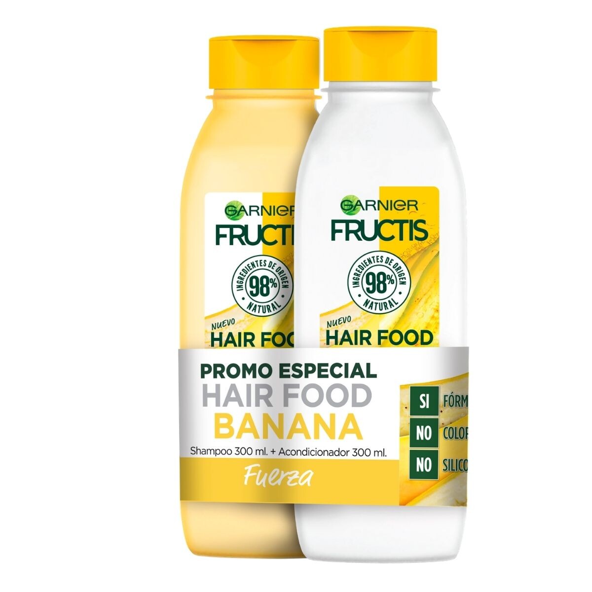 Shampoo Fructis Hair Food Banana - Pack Ahorro SH + AC 300 ML 