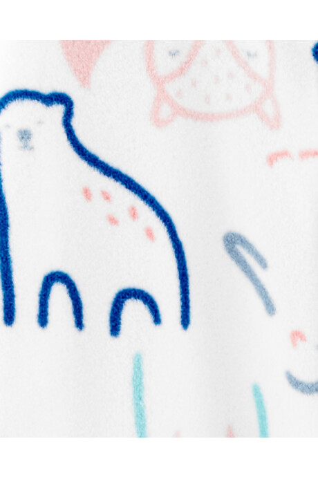 Pijama una pieza de micropolar, con pie, diseño animales. Talles 0-9M Pijama una pieza de micropolar, con pie, diseño animales. Talles 0-9M