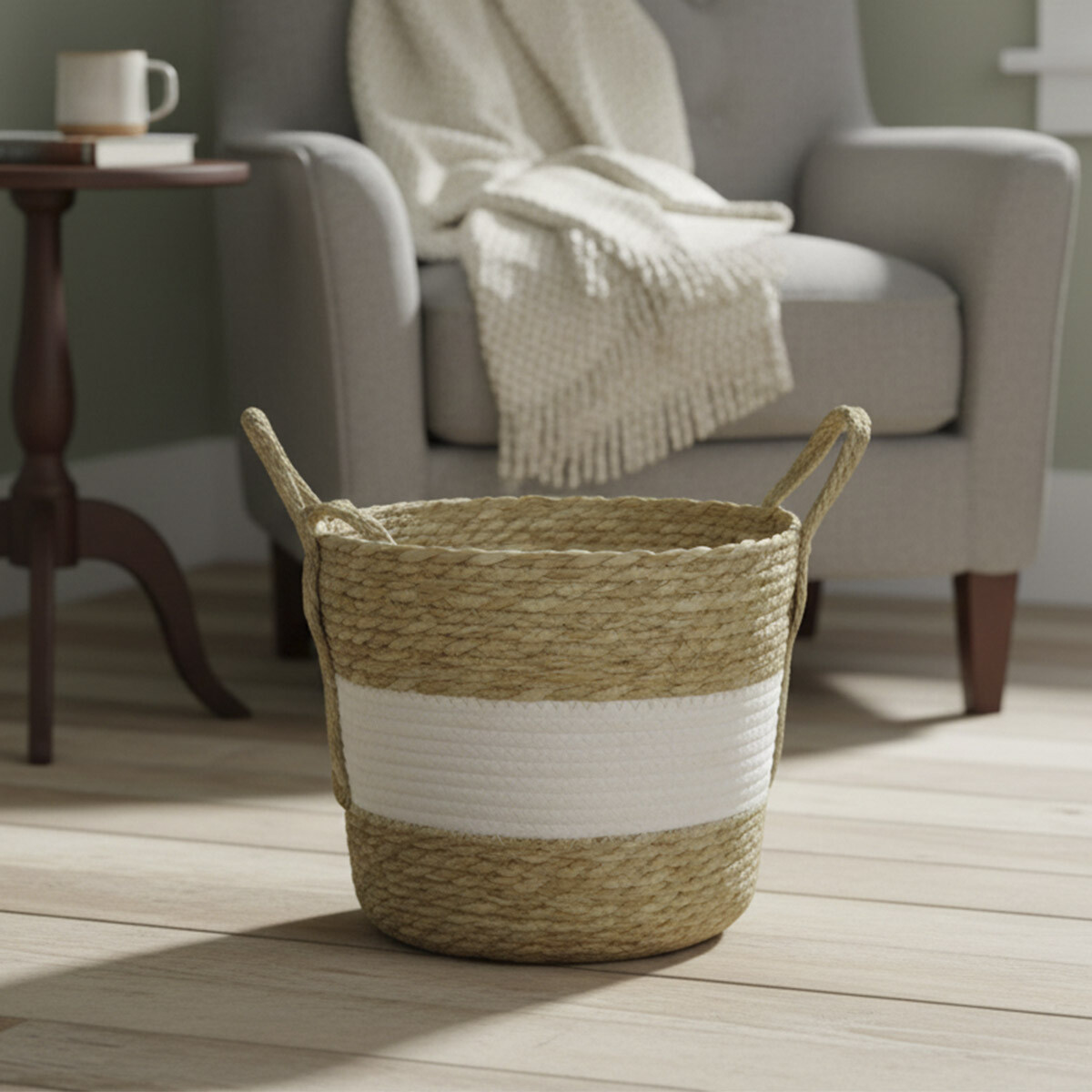 Canasto Mimbre a Rayas Home Class 30 x 24 x 26 cm 