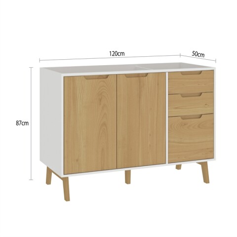 Kit de Cocina Bajo Mesada Melilla Blanco con 3 Puertas de Madera y 2 Cajones y Pileta Tramontina Central Kit de Cocina Bajo Mesada Melilla Blanco con 3 Puertas de Madera y 2 Cajones y Pileta Tramontina Central