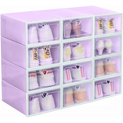 Cajas Estantes Organizador Rack Zapatos Zapatera Apilabl X48 Color Variante Corazon Violeta