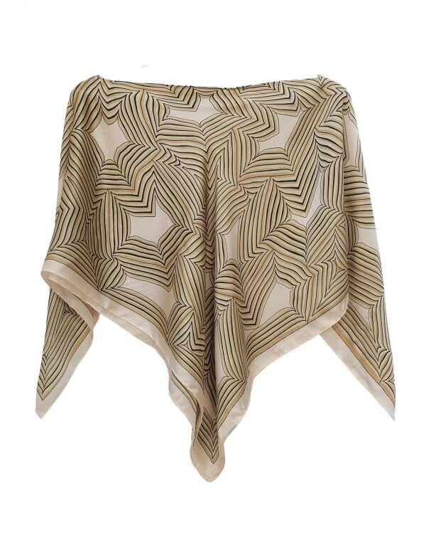 Poncho Saten Geometrico MULTI/BEIGE