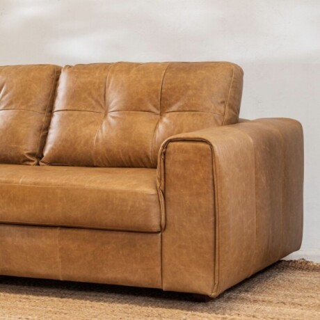 Sillón Cuero Raffaello 3 Cuerpos Camel U