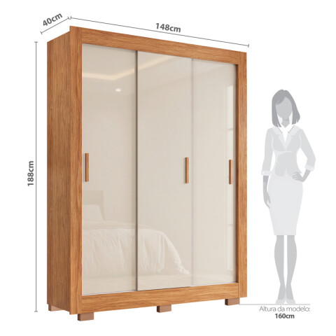 Ropero Lucca 148 cm 3 Puertas Corredizas Ropero Lucca 148 cm 3 Puertas Corredizas