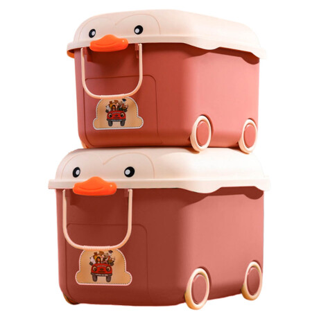Set X2 Organizadores Con Ruedas Para Juguetes Niños Rosa