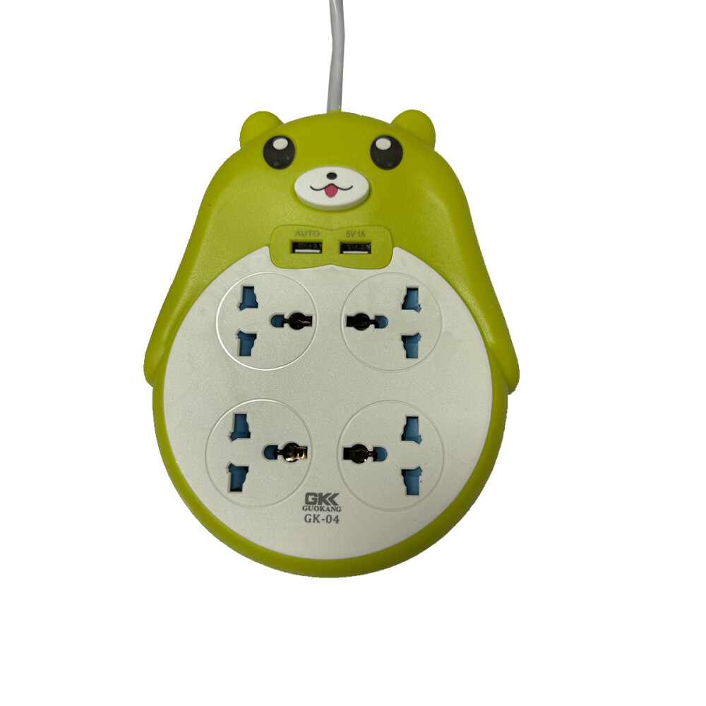 Alargue Con Diseño De Osito y 2 Puerto USB Verde