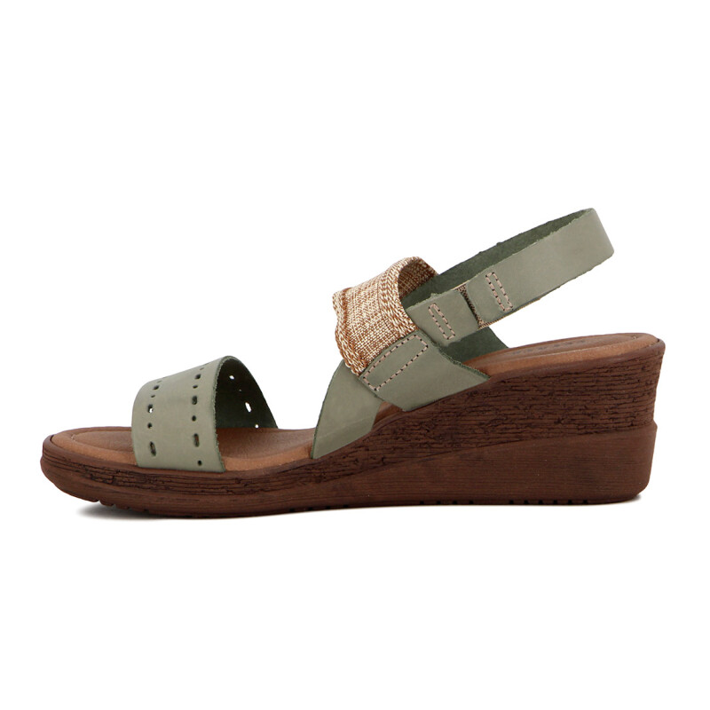 Sandalia Casual Mujer Country Taco Corrido Verde Claro