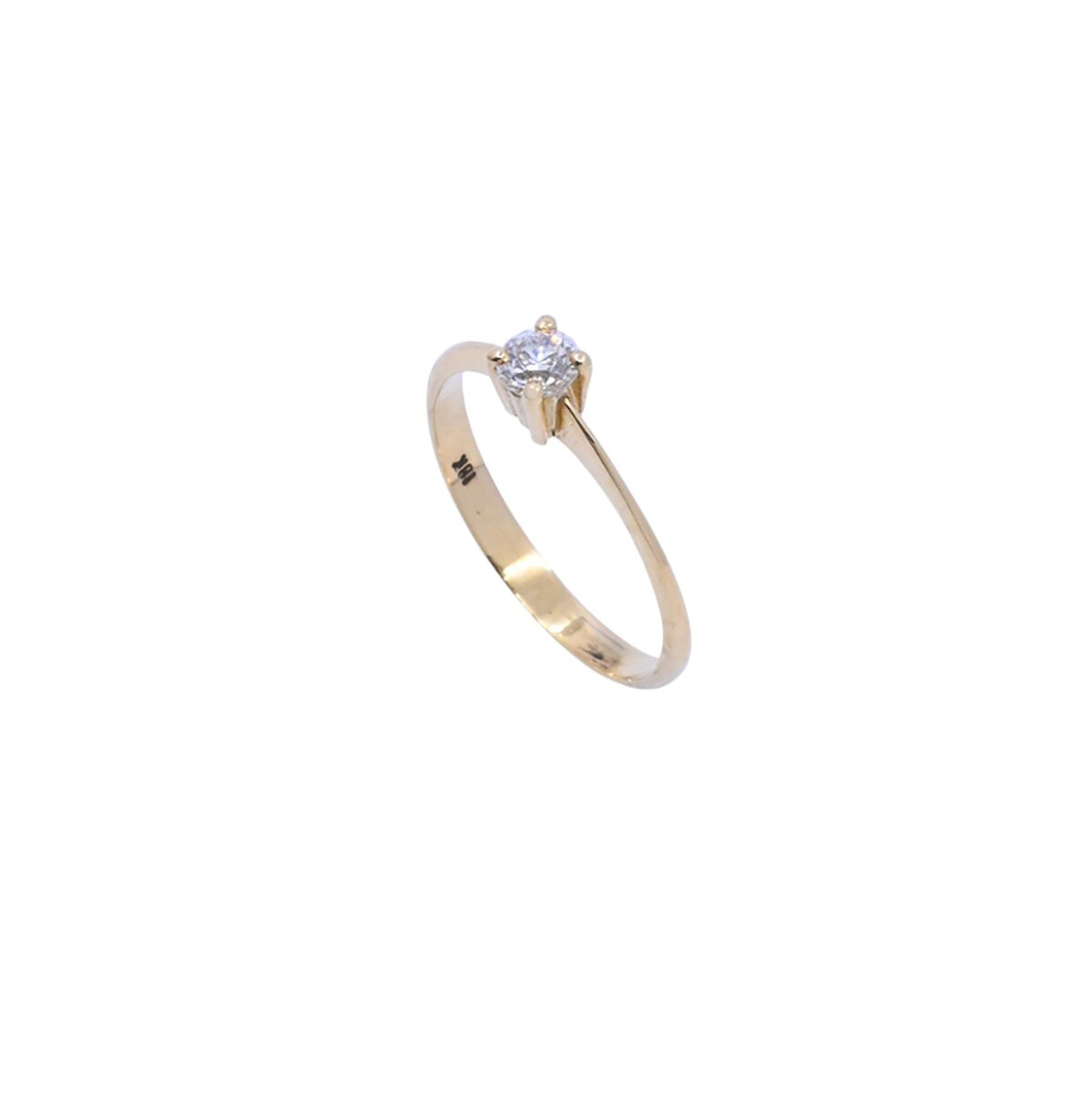 Anillo solitario oro 18k amarillo y brillante engarce 4 puntas. 