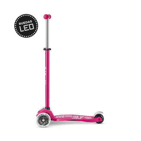 Monopatín Micro Maxi Deluxe LED Ajustable con 3 Ruedas ROSA