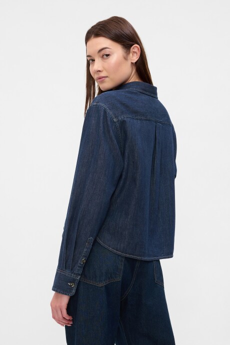 Camisa De Jean Corta Mujer Dark Wash Indigo 119