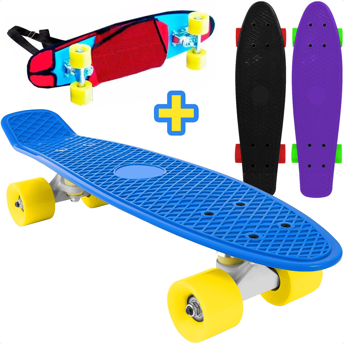 Skate Longboard Penny 57cm Patineta Aluminio + Bolso - Celeste-Estilo 1 