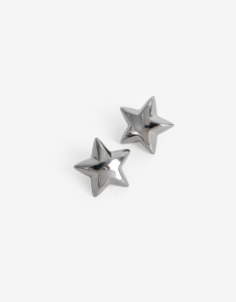 Aros Pasantes Metal Aros Pasantes Estrellas - Plateado Hematite