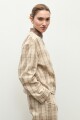 Chaqueta bomber escocesa beige