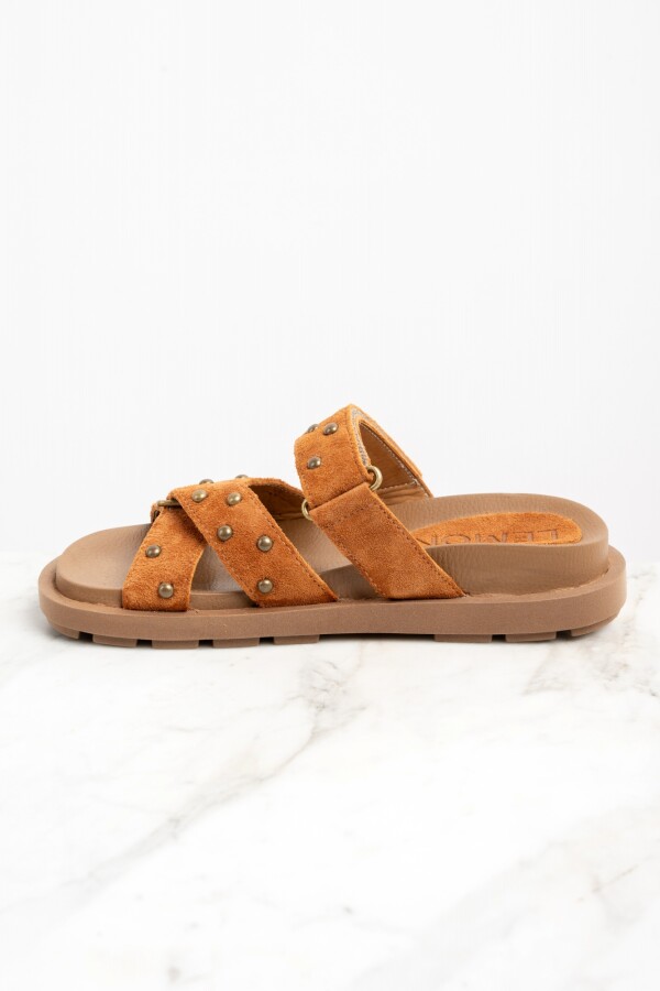 Sandalia Gamuza Apliques Mocha
