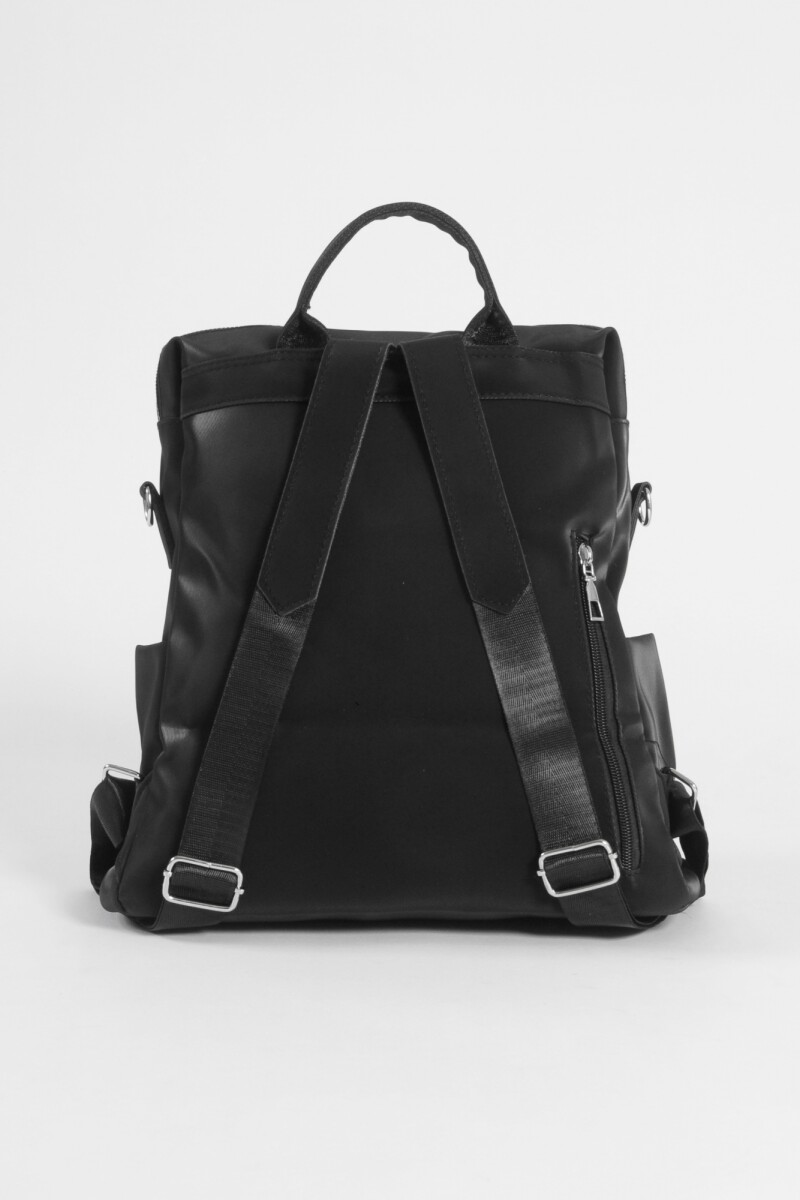 Mochila cierres de cuero vegano negro