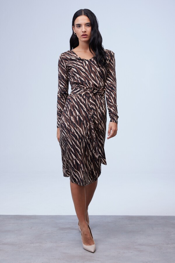 Vestido Lazo Print MARRON/MULTI