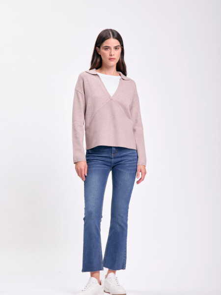 Pantalón jean cropped flare Azul