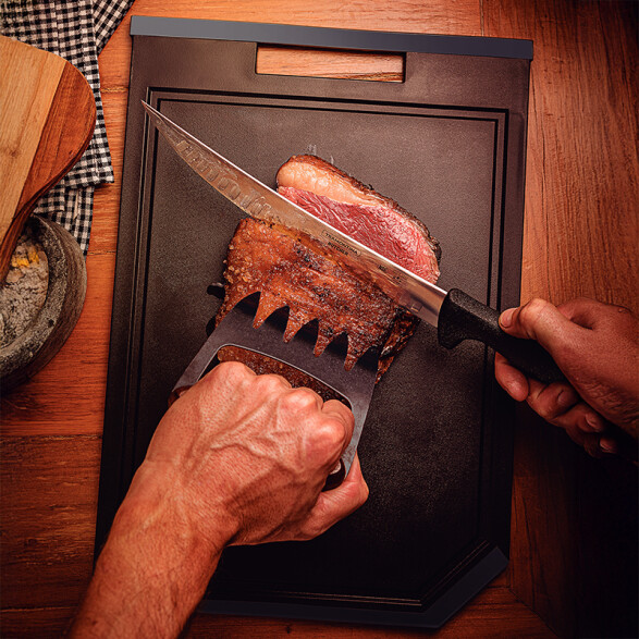 Tabla plastica negra 43x30cm "CHURRASCO" -TRAMONTINA TN9883