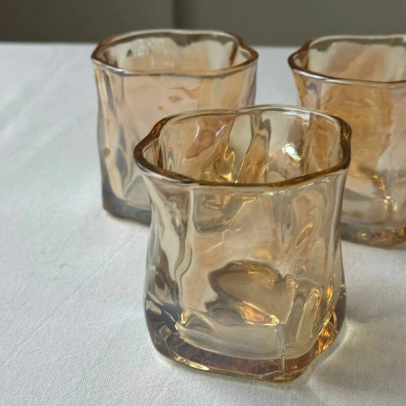 Vaso de vidrio irregular 350 ml naranja