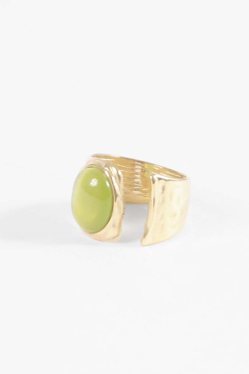 Anillo acero irregular piedra dorado