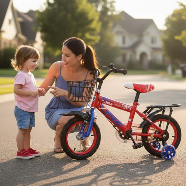 Bicicleta Infantil XMZ Rodado12 Canasto Parrilla Guardabarro Rojo 1