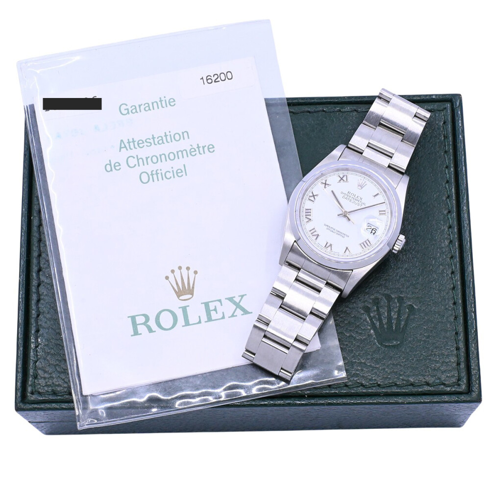 Rolex Datejust 16200 acero 36 mm. Números romanos con caja y papeles, año 2005. Rolex Datejust 16200 acero 36 mm. Números romanos con caja y papeles, año 2005.