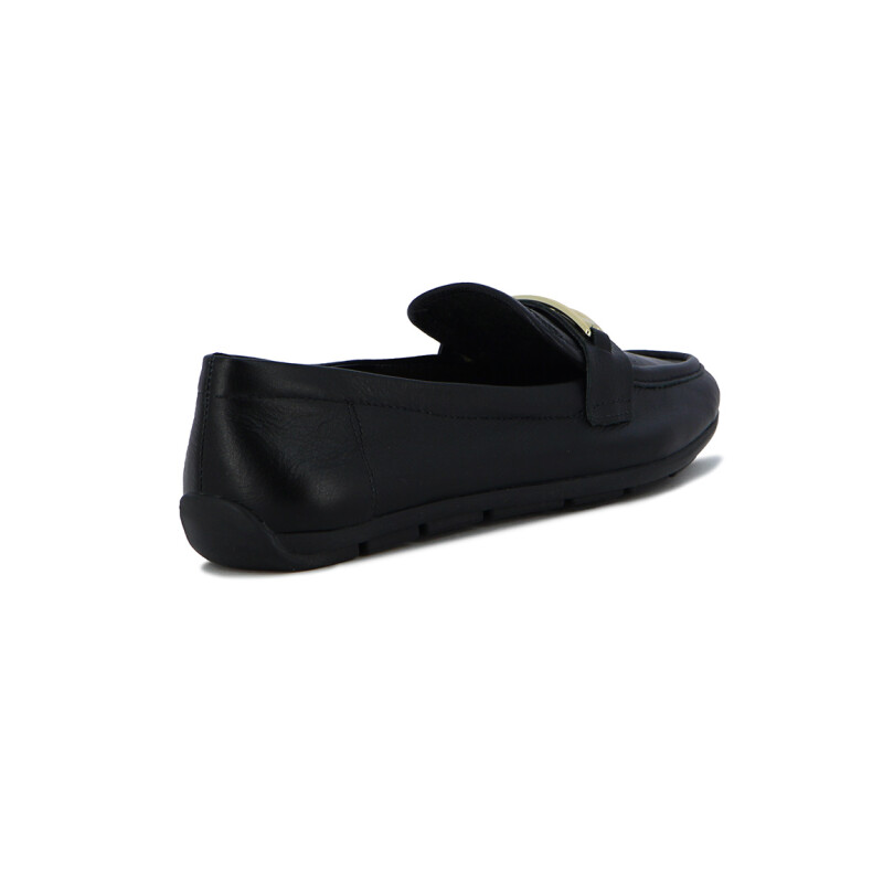 Comfortflex Zapato Mocarin Cuero C/ Hebilla De Dama Negro