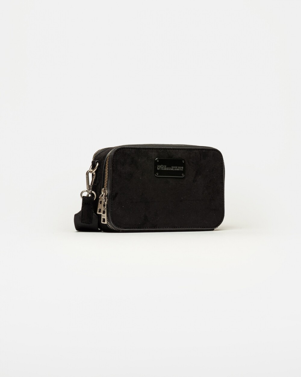 Bandolera New Penny en efecto gamuza Negro