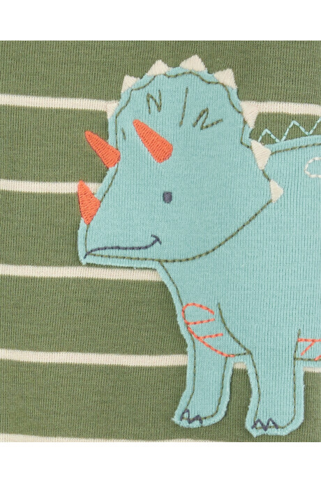 Pijama una pieza de algodón, con pie, estampa dino Sin color