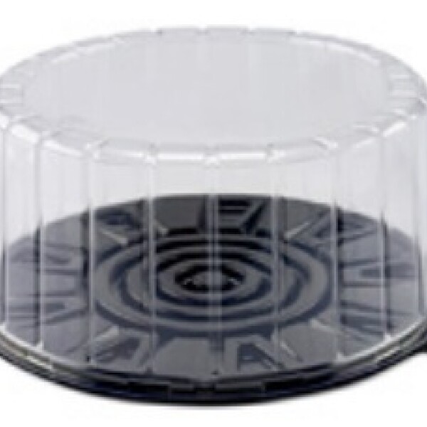 TORTERA PET REDONDA BASE NEGRA TAPA ALTA 29X13CM. TRANSPARENTE