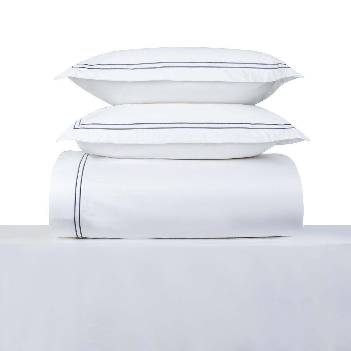 JUEGO DE SABANAS 200 HILOS - 2 PLAZAS ALGODON BLANCO DOBLE FESTÓN 