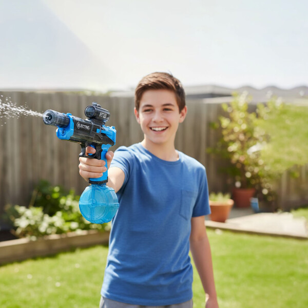 Pistola De Agua A Batería Recargable USB C/ Luz Sonido Color Azul