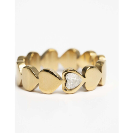 Anillo Acero Corazón Dorado