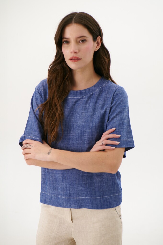 BLUSA LINO EMMA AZUL