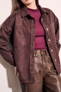 Sobrecamisa Gamuza Cuero Vegano Marron