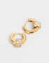 Aros Argollas Bañada en Oro Argollas Con Cubic Zirconia - Dorado