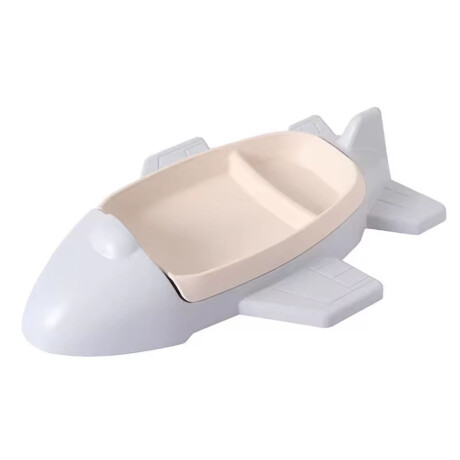 Set Comida Bebé Diseño Avión con Plato + Cuchara y Tenedor Celeste