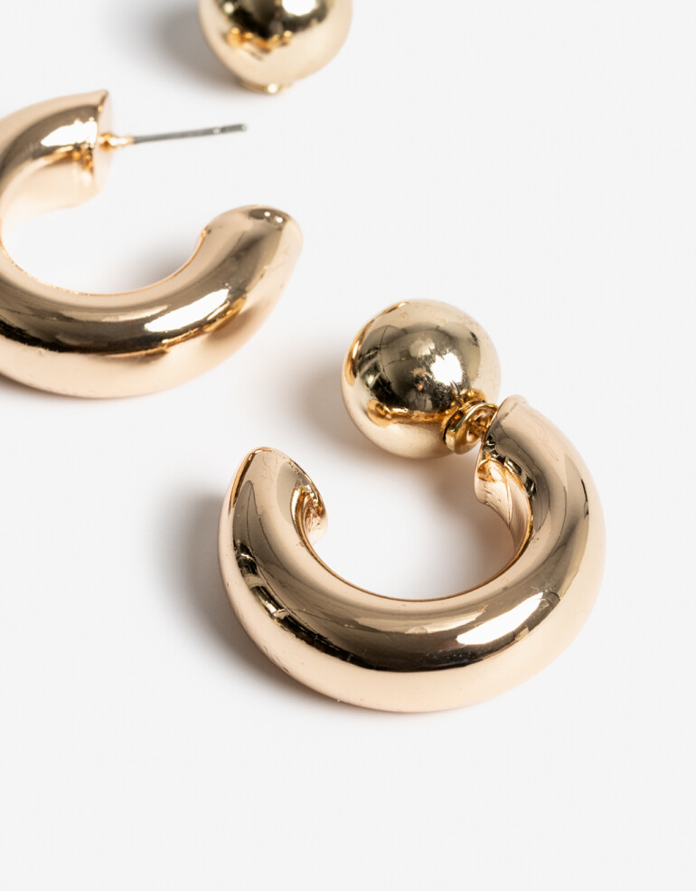 Aros Argollas Metal Argollas Metálicas Con Esfera - Dorado