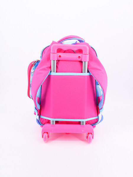 MOCHILA CARRITO SIRENA CON CARTUCHERA CELESTE