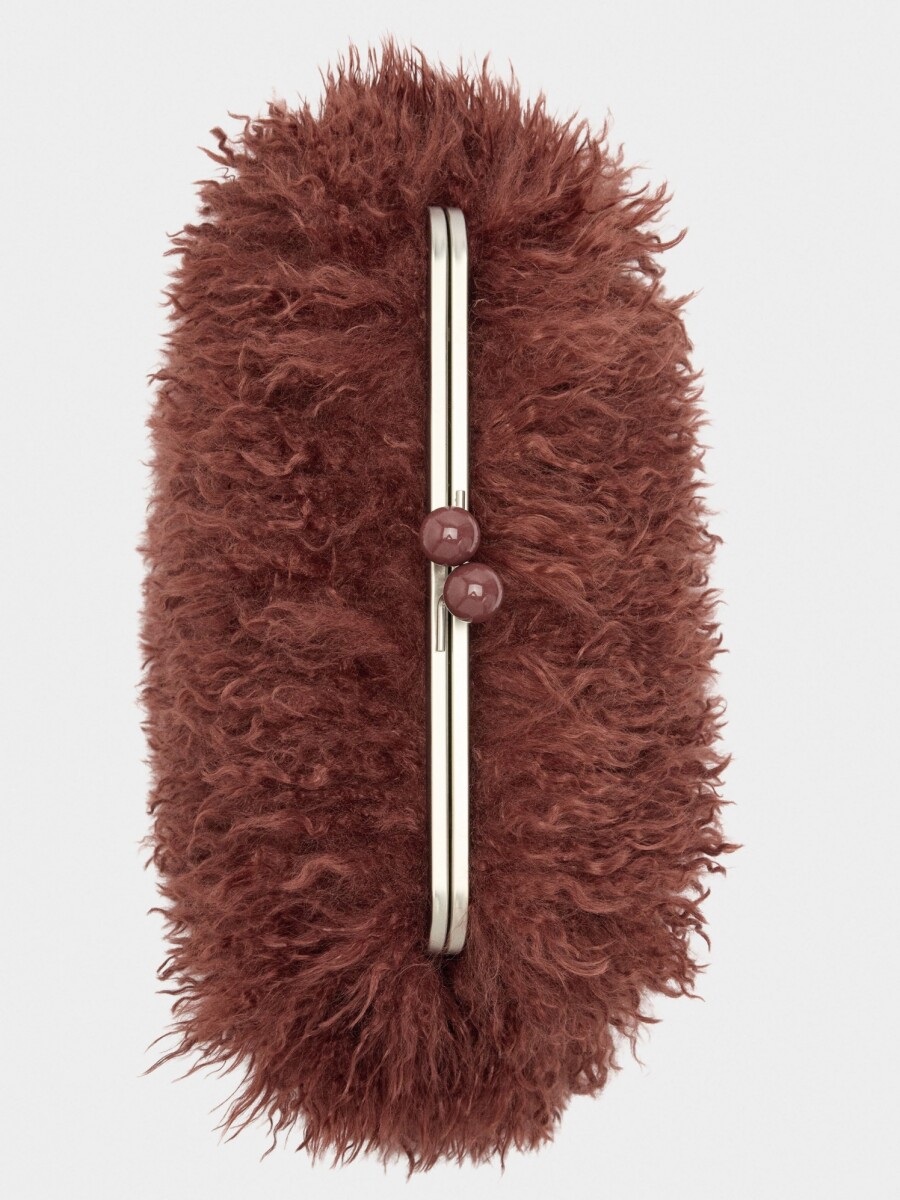 Bolso De Mano Efecto Pelo burdeos