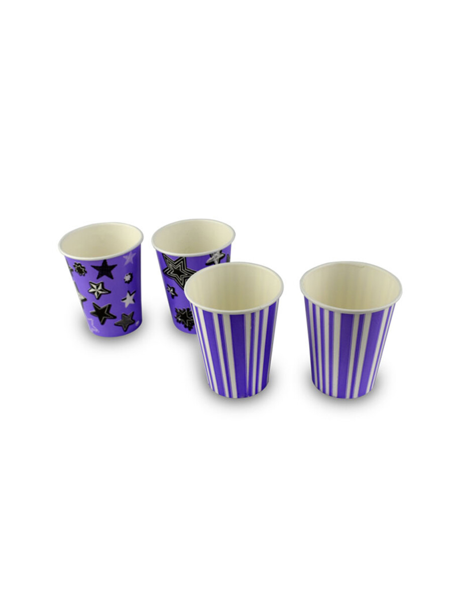 VASO POLIPAPEL 8 OZ - VIOLETA LINES 