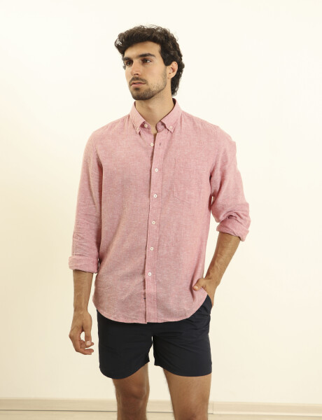 011665 CAMISA DE LINO HARRINGTON LABEL Rojo